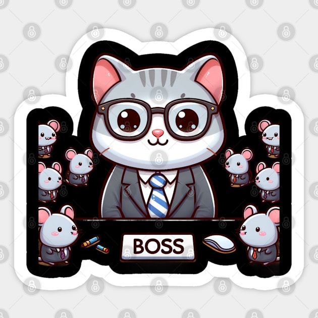 The Cute Cat Boss Guide: Exploring Feline Funnies Sticker by Divineshopy